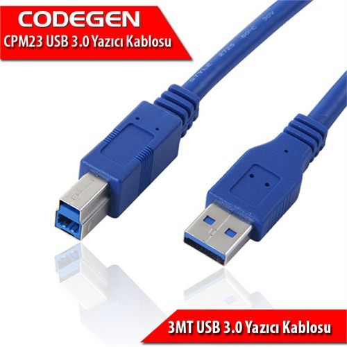 CODEGEN 3metre CPM23 USB 3.0 Yazıcı Kablosu